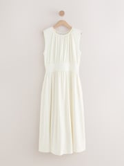 Cream Polka Dot Midi Dress - Image 1 of 3