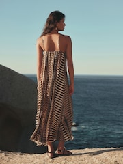 Brown Halter Neck Maxi Dress - Image 4 of 8
