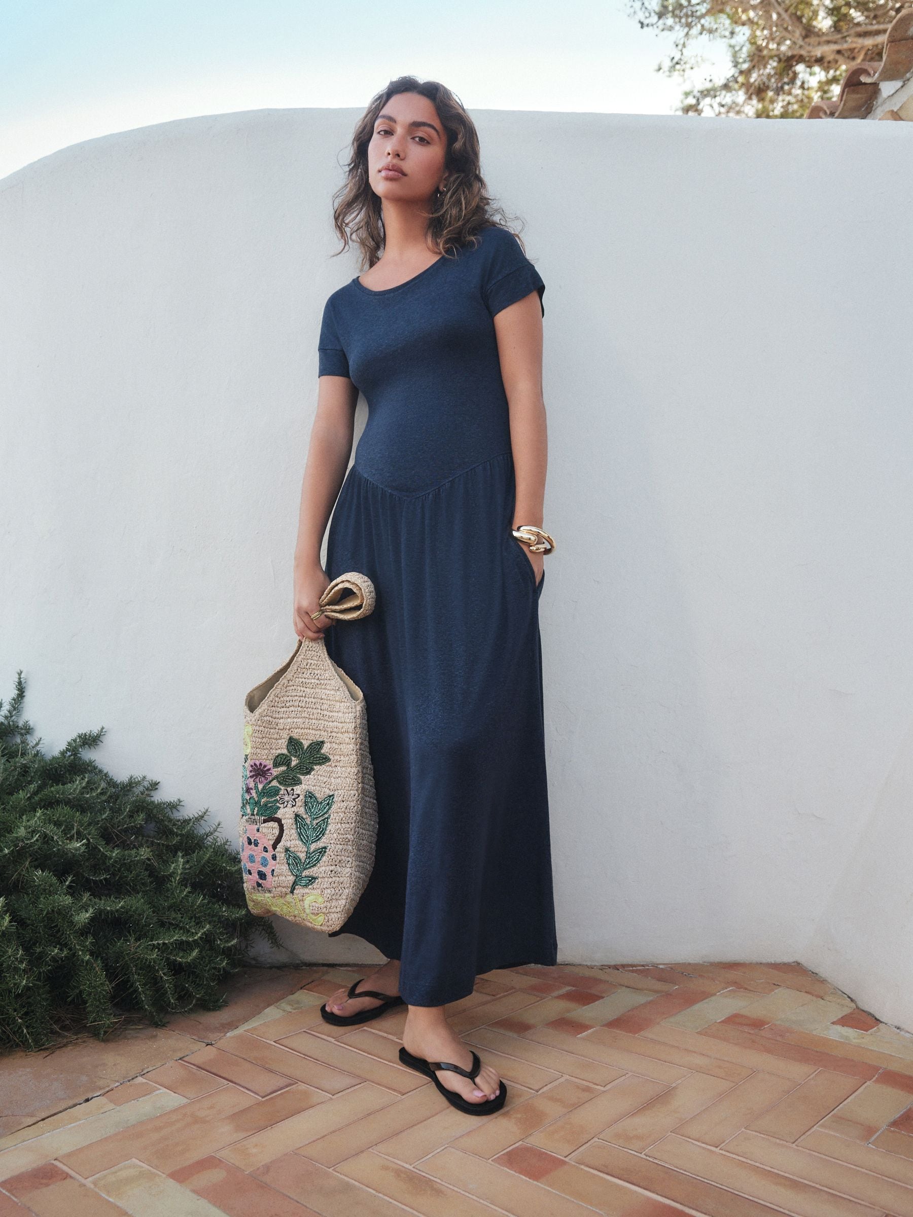 maxi t shirt dress One T-Shirt Styled 3 Ways and layered boho jewelry for an effortless daytime look Buy Navy Blue Jersey T-Shirt