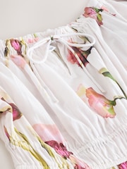 White/Purple Off Shoulder Summer Playsuit - Image 8 of 8