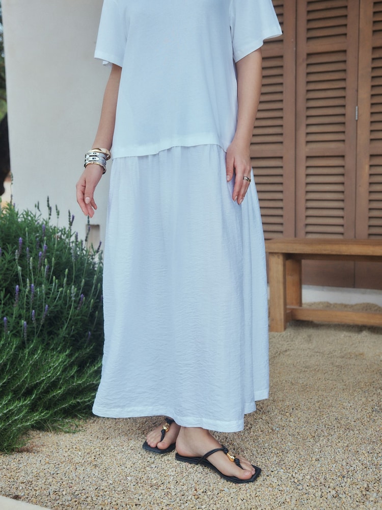 Womens Next White Jersey Two In One T-Shirt Dress US 10 Tall