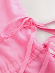 Pink Sleeveless Summer Top With Linen - Image 2 of 3