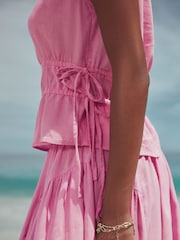 Pink Sleeveless Summer Top With Linen - Image 4 of 8