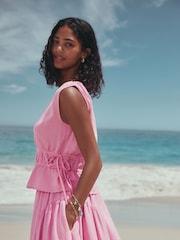 Pink Sleeveless Summer Top With Linen - Image 5 of 8