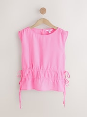 Pink Sleeveless Summer Top With Linen - Image 6 of 8