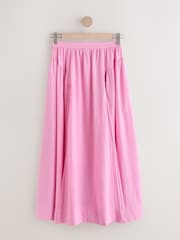 Pink Summer Maxi Skirt With Linen - Image 1 of 3
