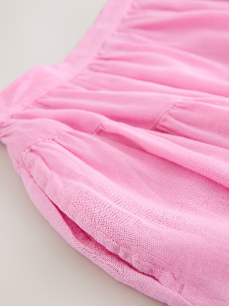 Pink Summer Maxi Skirt With Linen - Image 3 of 3