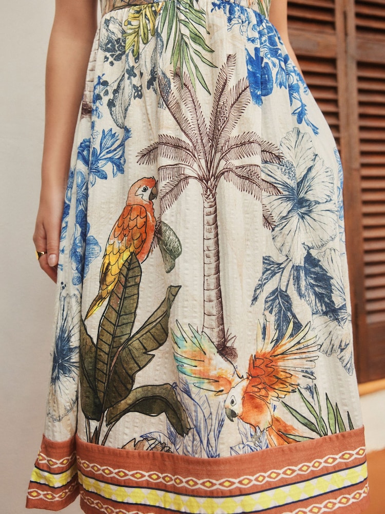 Cream/Navy Jersey Midi Summer Dress - Image 5 of 5 Cream/Navy Jersey Midi Summer Dress - Image 5 of 5