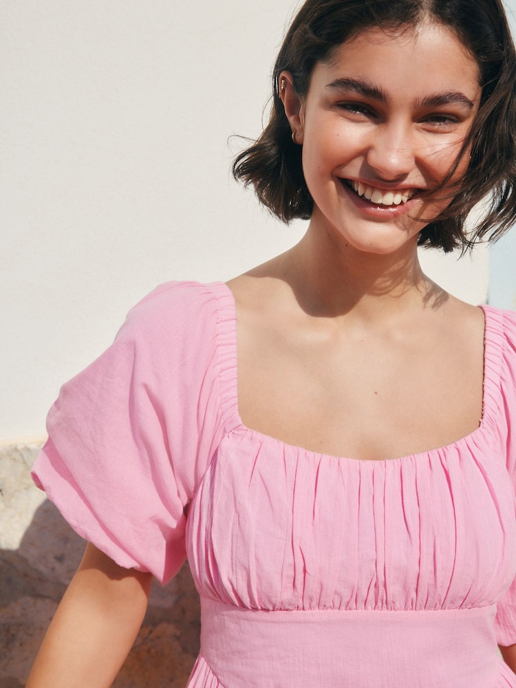 women's pink puff sleeve dress Buy Pink Puff Sleeve Midi Dress from Next USA