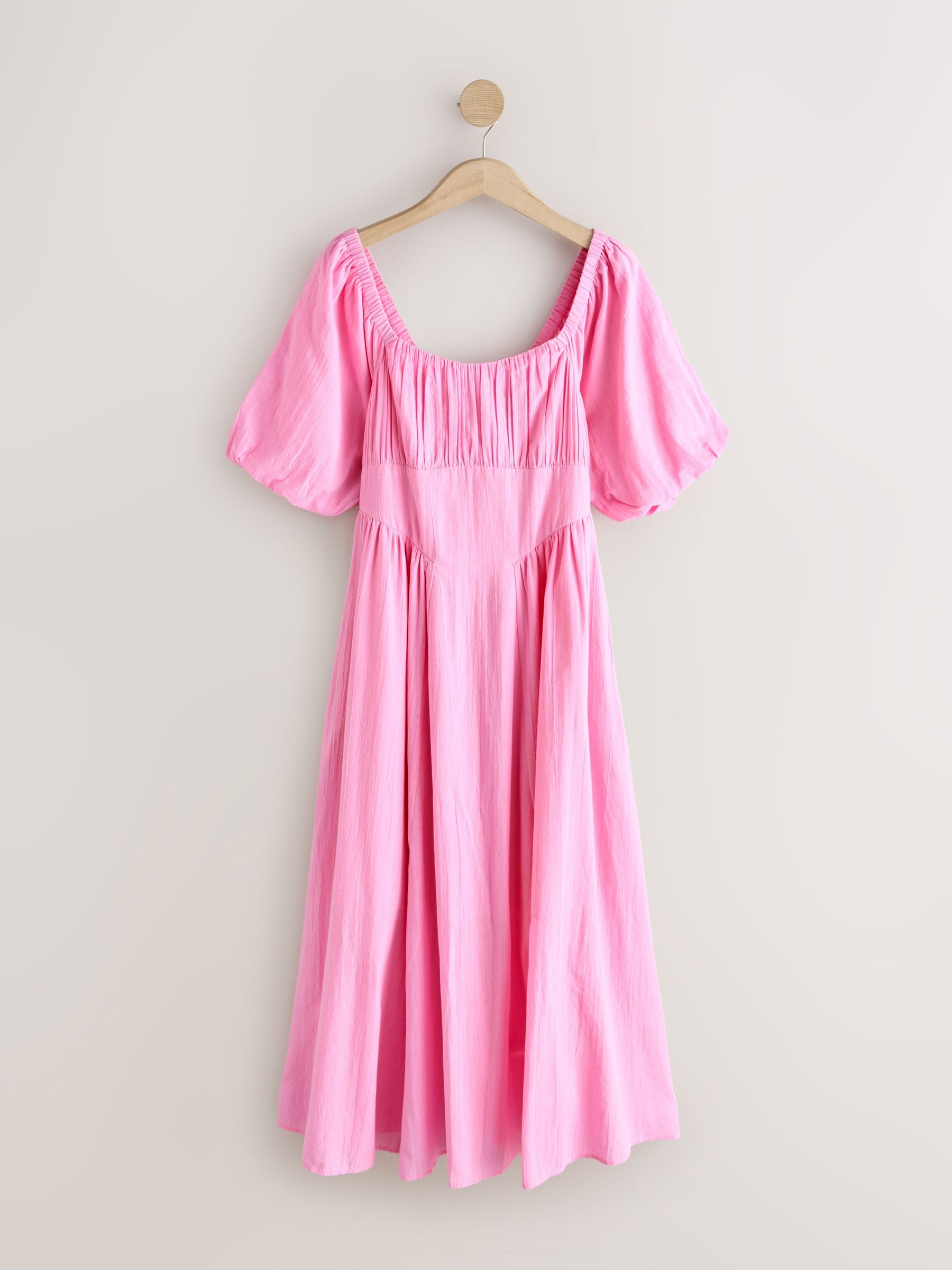 next pink dress Buy Pink Puff Sleeve Midi Dress from Next USA