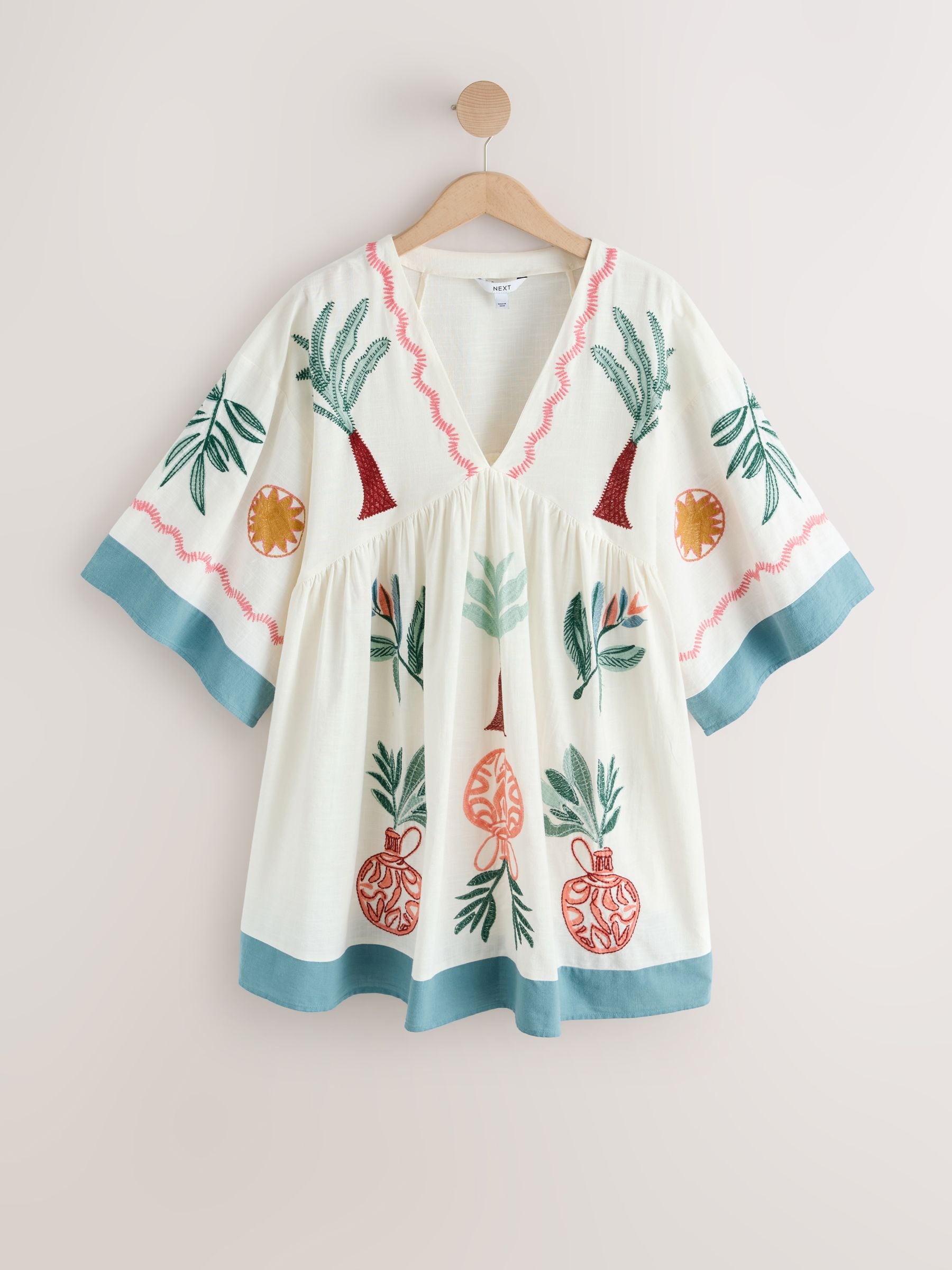 Buy Ecru V-Neck Appliqué Mini Dress from Next USA
