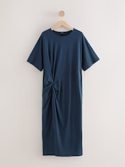 Blue Jersey Twist T-Shirt Summer Dress - Image 1 of 3