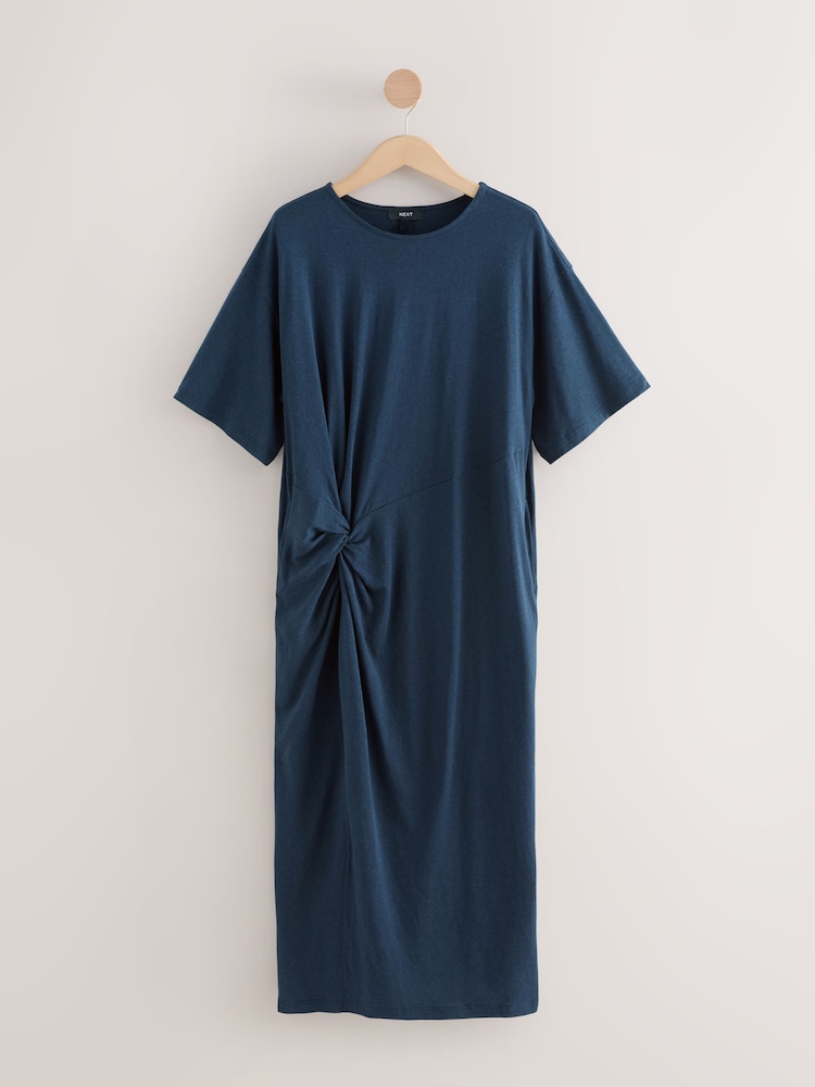 Blue Jersey Twist T-Shirt Summer Dress - Image 1 of 3 Blue Jersey Twist T-Shirt Summer Dress - Image 1 of 3