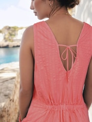 Coral Pink Jersey Summer Playsuit - Image 3 of 6