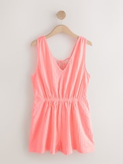 Coral Pink Jersey Summer Playsuit - Image 4 of 6