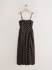 Brown/Cream Bandeau Fit And Flare Midi Dress - Image 1 of 4