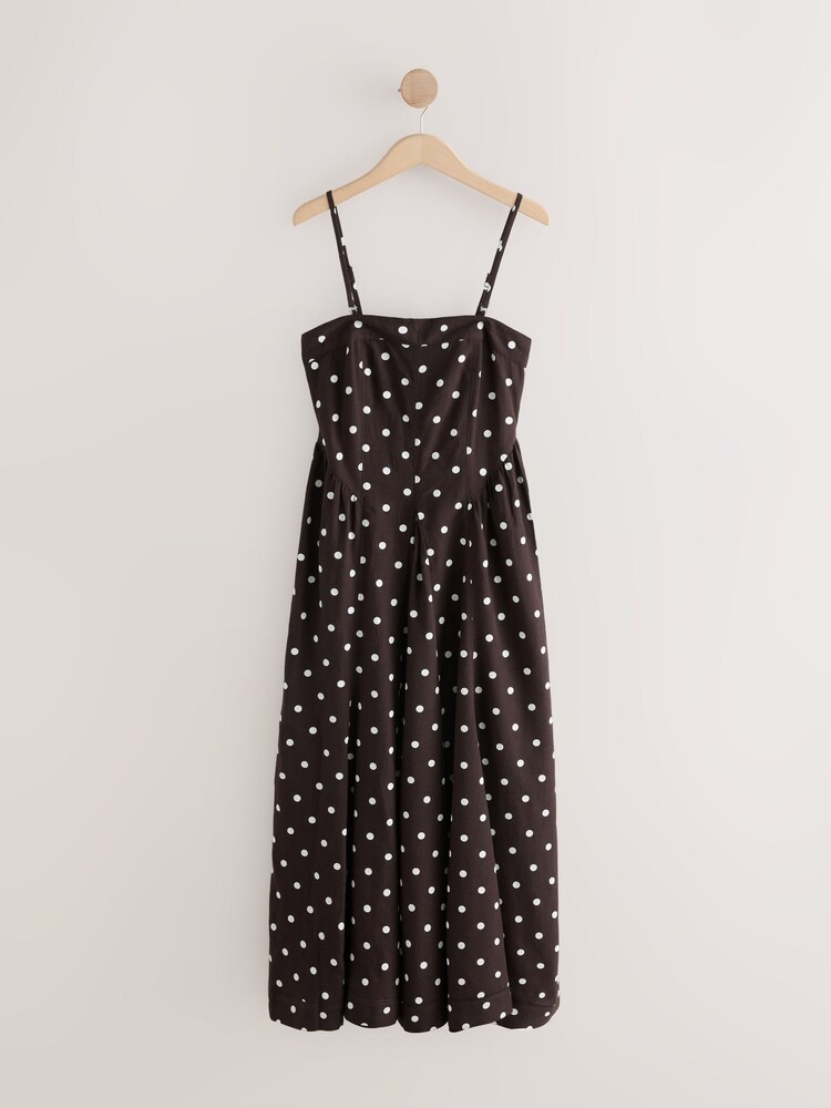 Brown/Cream Bandeau Fit And Flare Midi Dress - Image 1 of 4