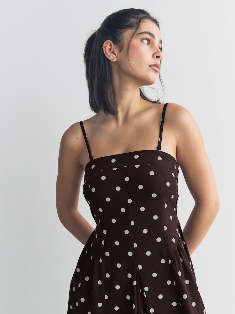 green emerald velvet dress Polo Terrace Polka Dot Fit and Flare Midi Dress – VICI main image 0