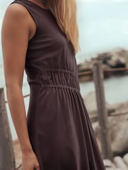 Chocolate Brown Jersey Midi Dress - Image 4 of 7