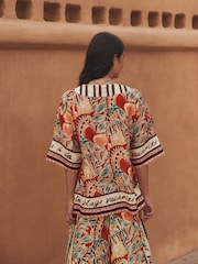 Rust Red Sleeved Wrap Summer Top - Image 5 of 9