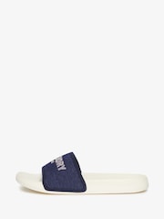 Superdry White Rhinestone Luxe Pool Sliders - Image 1 of 2