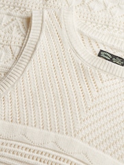 Superdry White 100% Cotton Crochet Mini Dress - Image 2 of 2