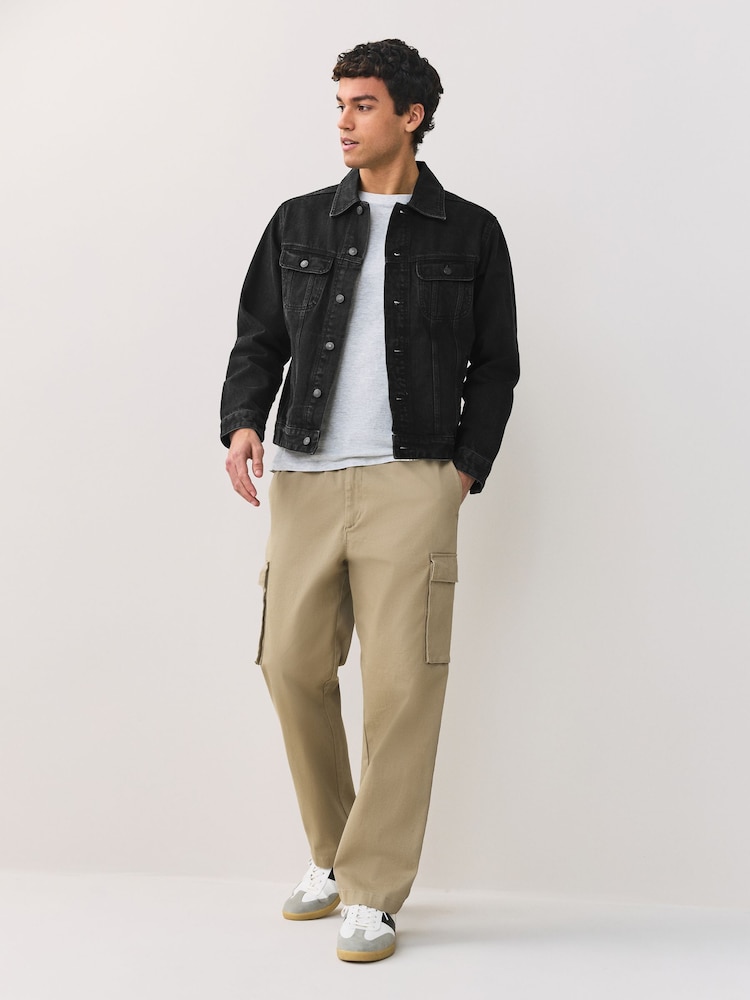 Czarny - Denim Button Through Jacket - Obraz 2 z 10