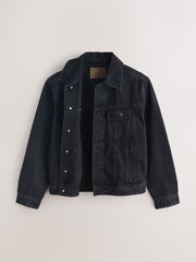 Czarny - Denim Button Through Jacket - Obraz 7 z 10