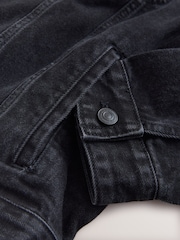 Czarny - Denim Button Through Jacket - Obraz 8 z 10