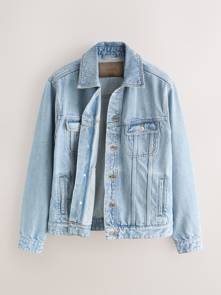 Efekt sprania - Denim Button Through Jacket - Obraz 2 z 4