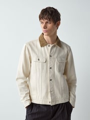 Εκρού - Denim Button Through Jacket - Εικόνα 1 του 6