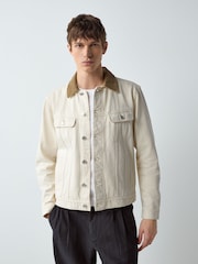 Εκρού - Denim Button Through Jacket - Εικόνα 2 του 6