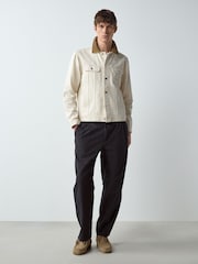 Εκρού - Denim Button Through Jacket - Εικόνα 3 του 6