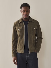 بني فاتح بني - Suede Zip Through Western Jacket - صورة 1 من 9
