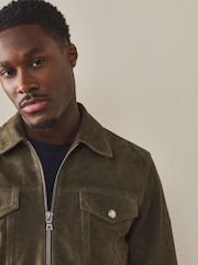 بني فاتح بني - Suede Zip Through Western Jacket - صورة 5 من 9