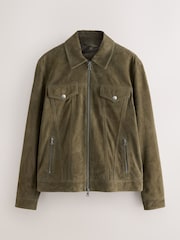 بني فاتح بني - Suede Zip Through Western Jacket - صورة 6 من 9
