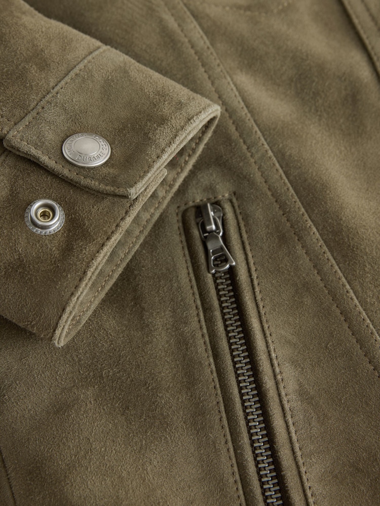 بني فاتح بني - Suede Zip Through Western Jacket - صورة 9 من 9