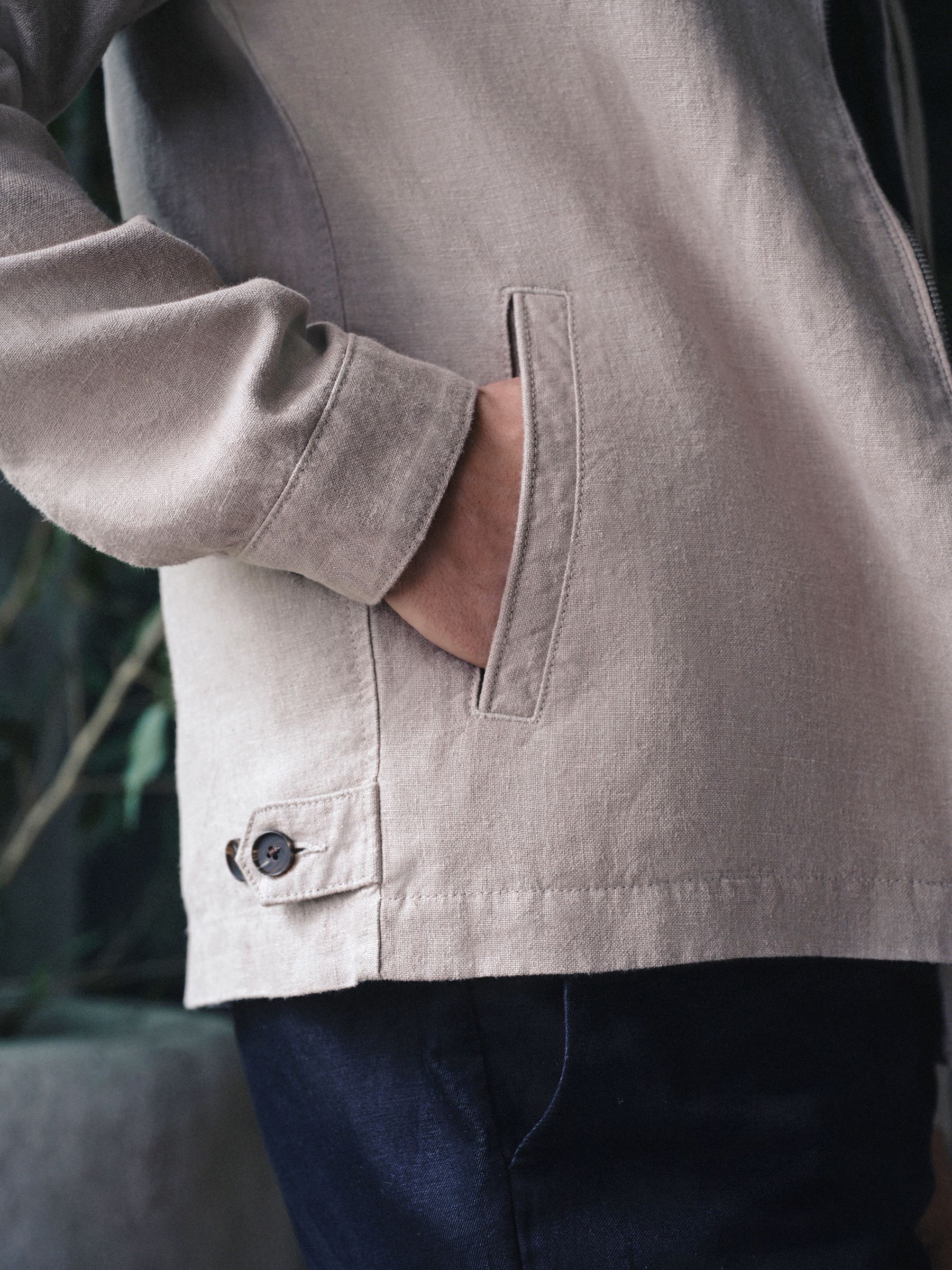 Buy Stone N. Premium Linen Harrington Jacket from Next USA