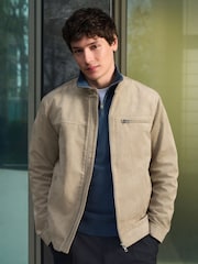 Stone Faux Suede Racer Jacket - Image 1 of 10