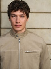 Stone Faux Suede Racer Jacket - Image 4 of 10