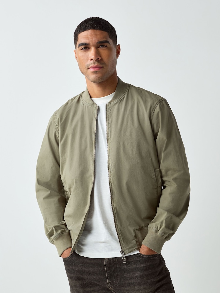 Khaki Green Casual Bomber Jacket - Image 1 of 12