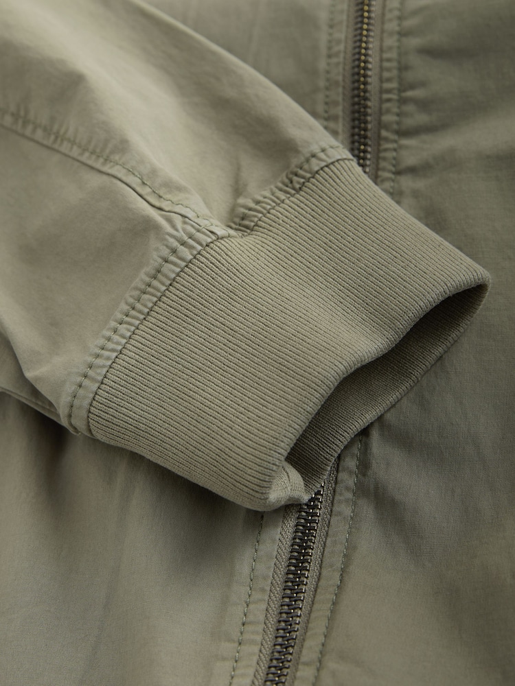 Khaki Green Casual Bomber Jacket - Image 12 of 12