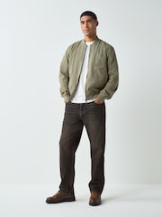 Khaki Green Casual Bomber Jacket - Image 2 of 12