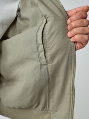 Khaki Green Casual Bomber Jacket - Image 6 of 12