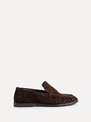Linzi Brown Belmont Suede Leather Ruched Loafers - Image 2 of 6