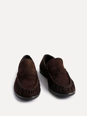 Linzi Brown Belmont Suede Leather Ruched Loafers - Image 3 of 6