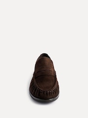 Linzi Brown Belmont Suede Leather Ruched Loafers - Image 4 of 6