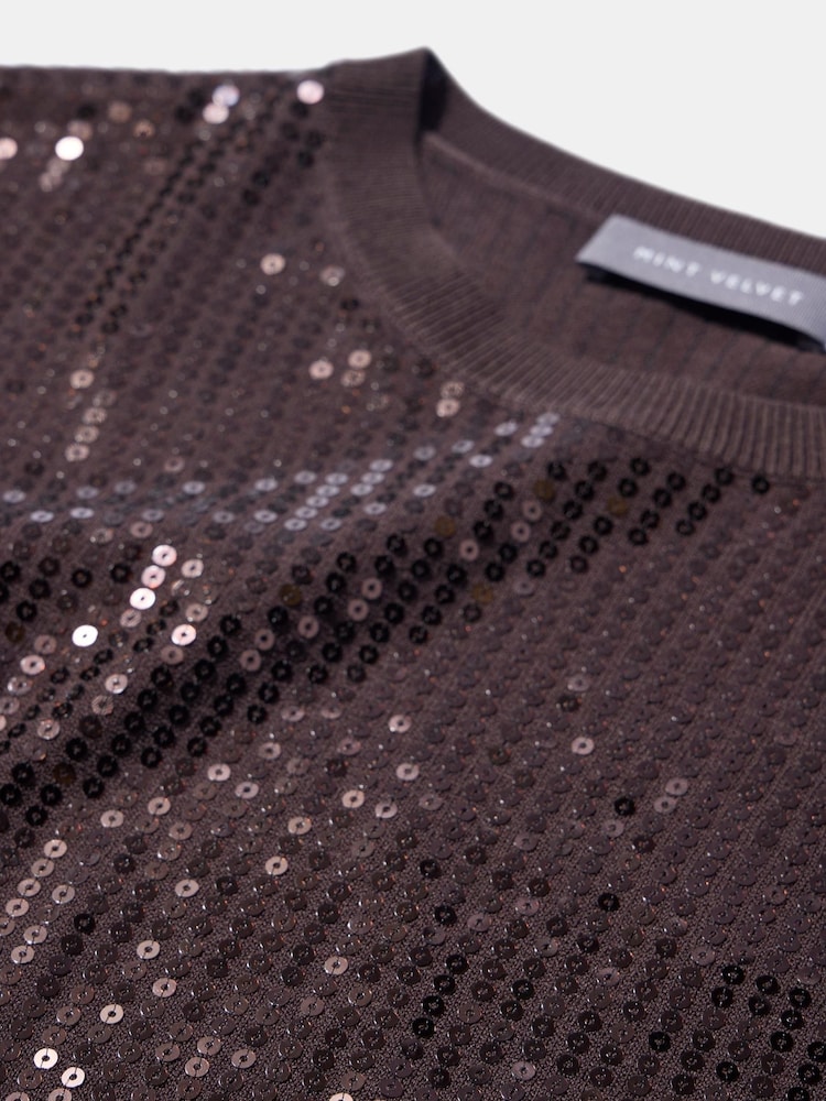 Mint Velvet Brown Sequin Knit TankTop - Image 8 of 8