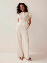 Mint Velvet Cream Stripe Wide Trousers - Image 3 of 7