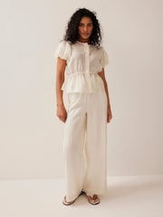 Mint Velvet Cream Stripe Wide Trousers - Image 5 of 7